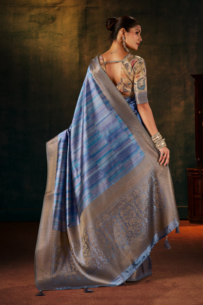 SAPPHIRE MIST SILK SAREE