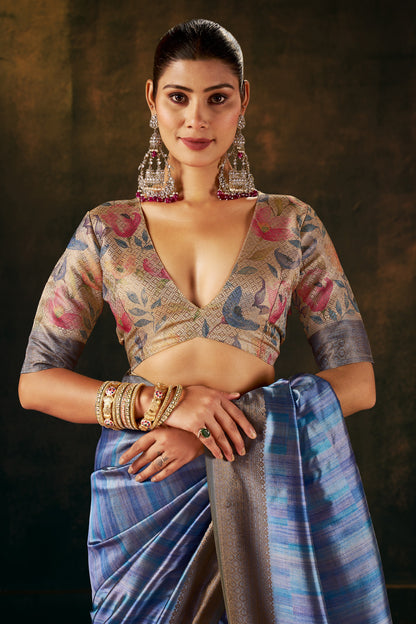 SAPPHIRE MIST SILK SAREE