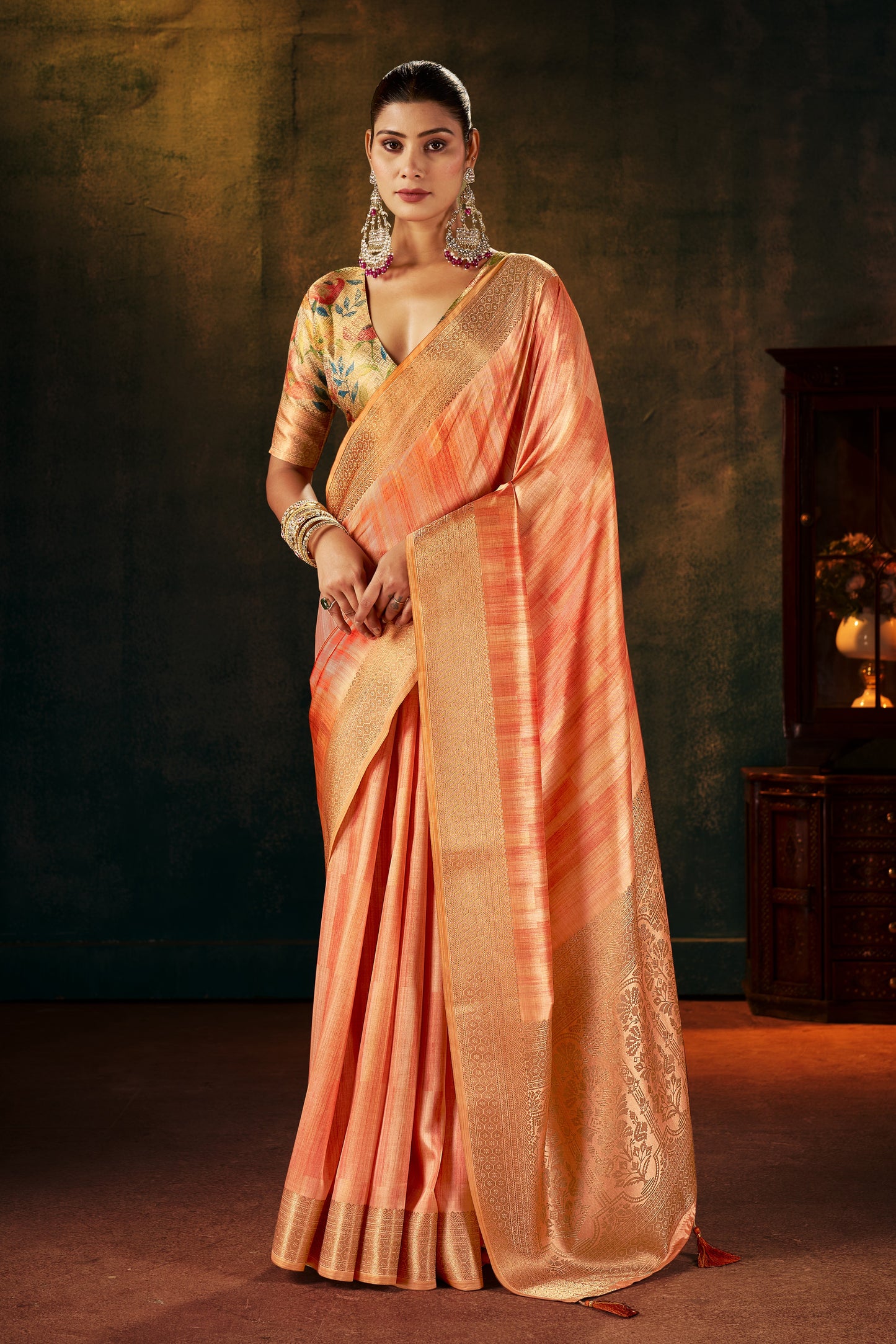 CORAL NECTAR SILK SAREE