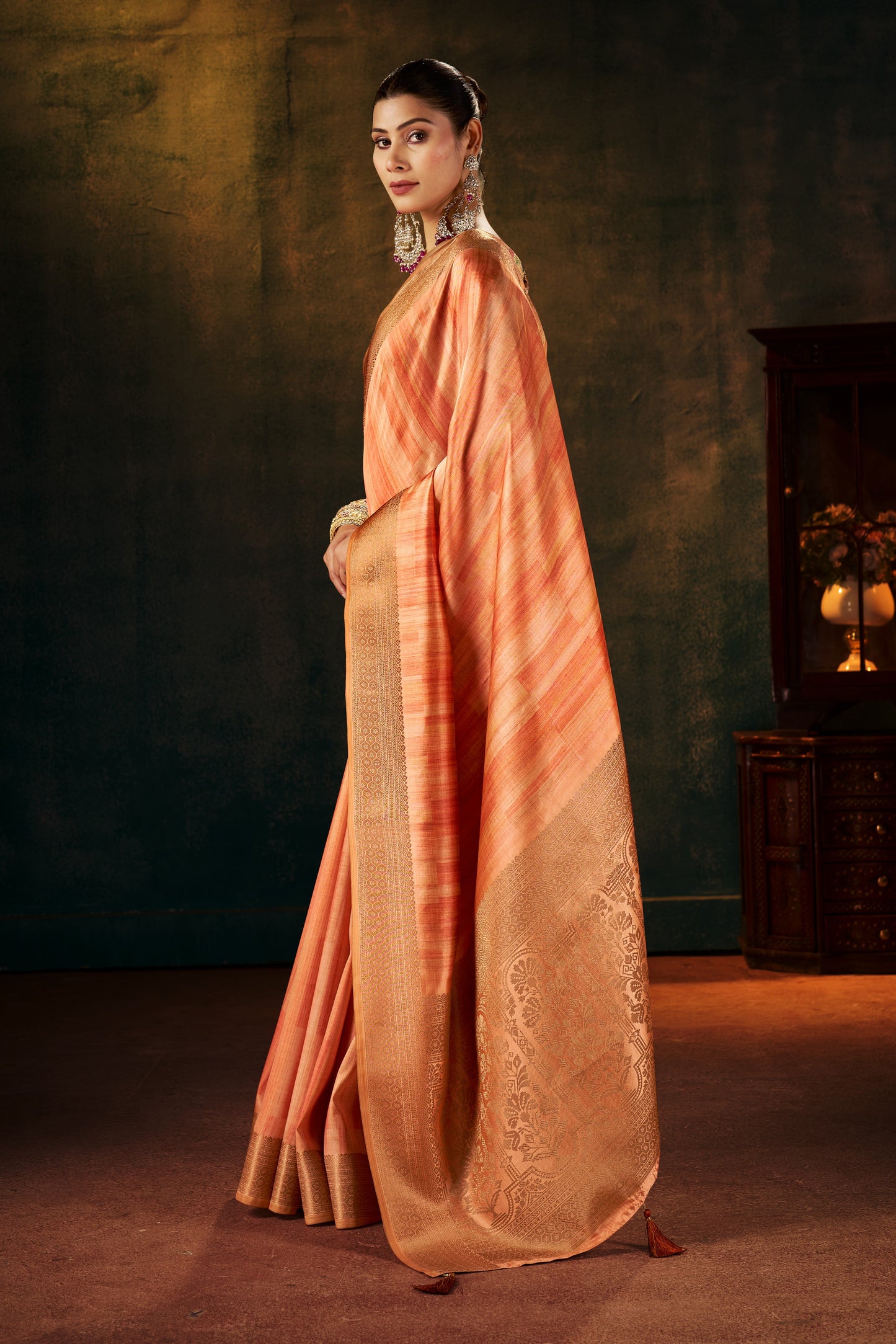 CORAL NECTAR SILK SAREE