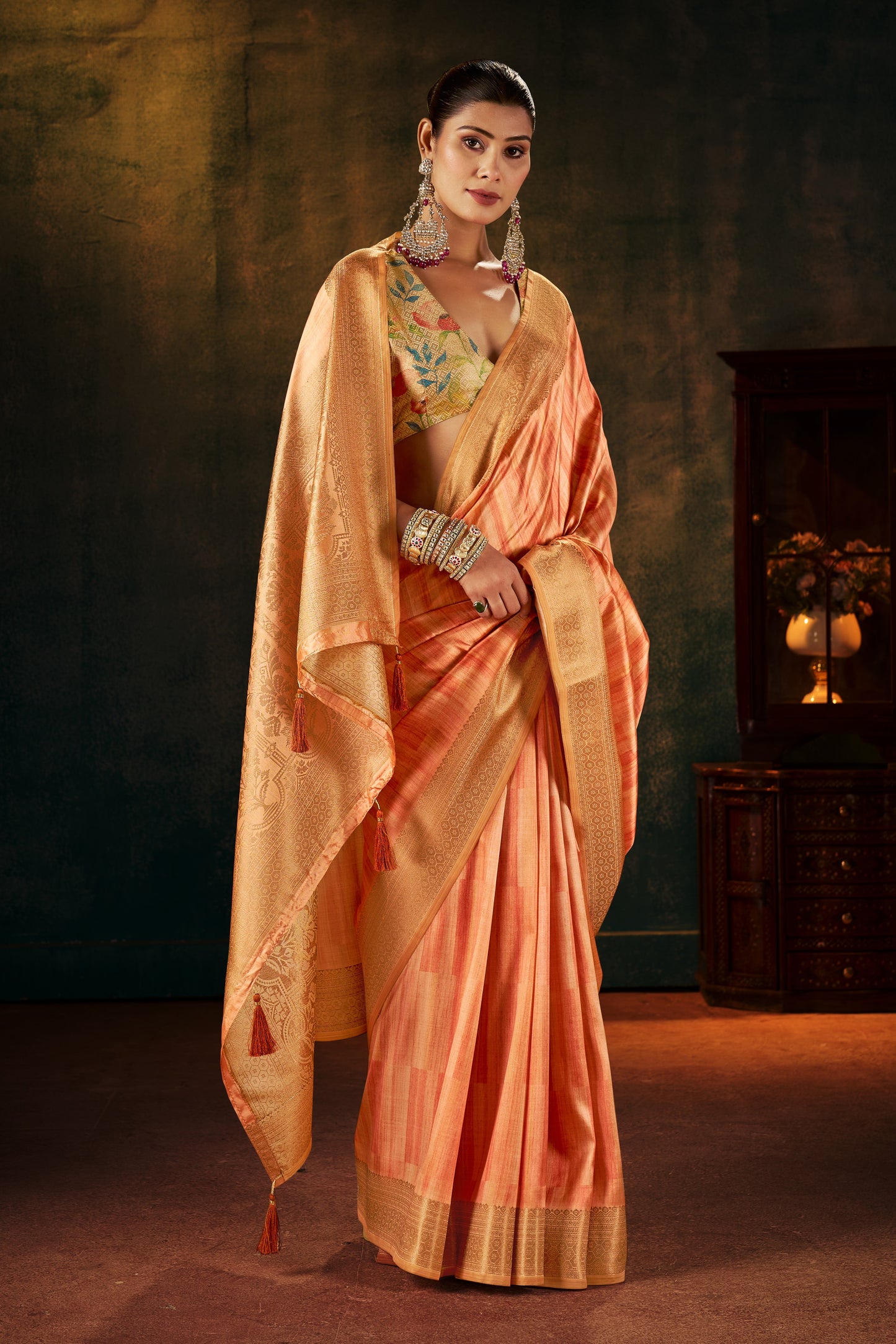 CORAL NECTAR SILK SAREE