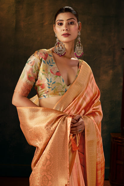 CORAL NECTAR SILK SAREE