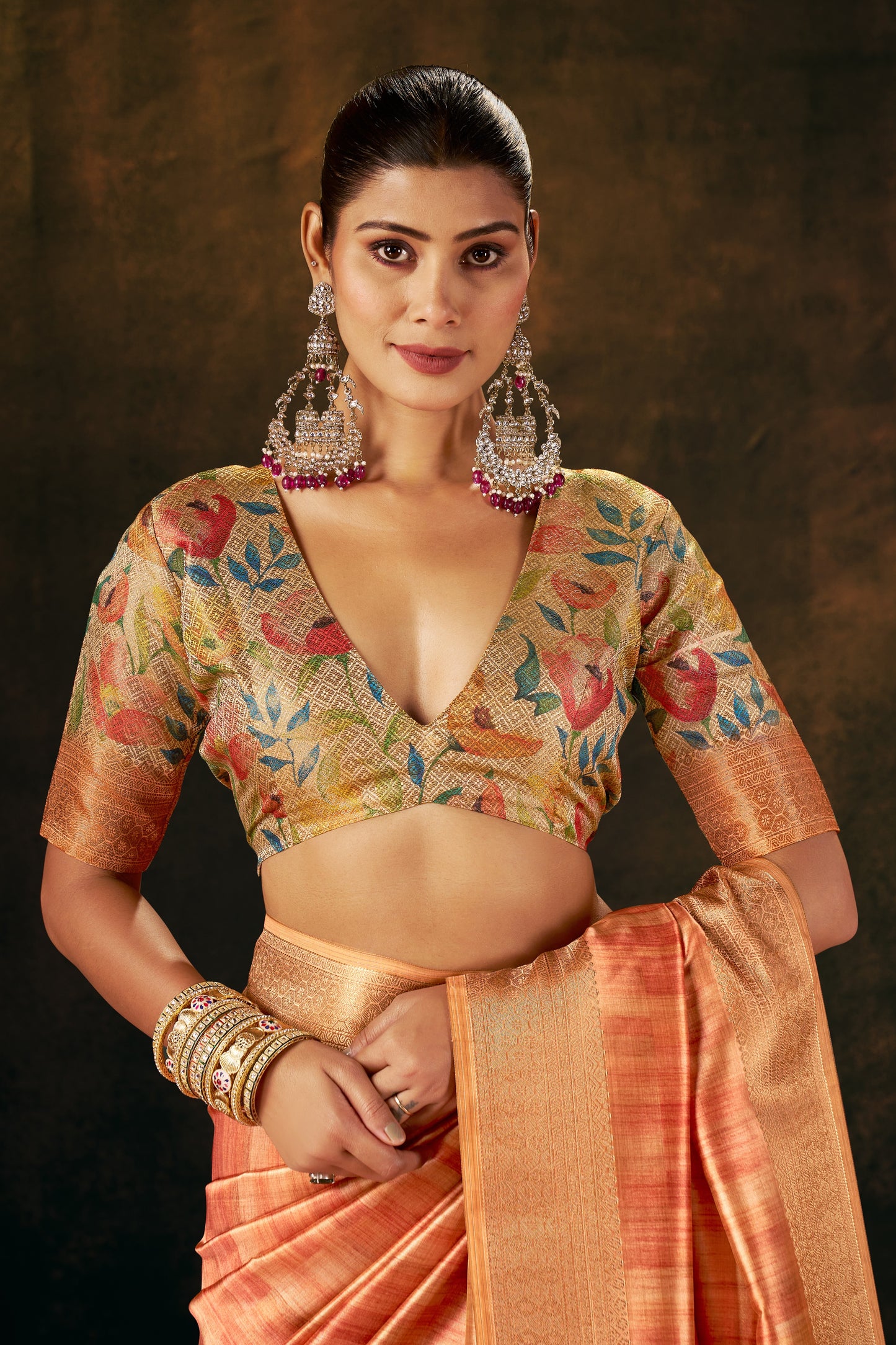 CORAL NECTAR SILK SAREE