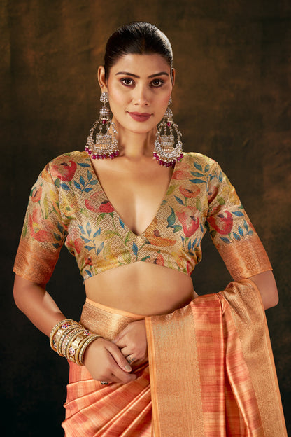 CORAL NECTAR SILK SAREE