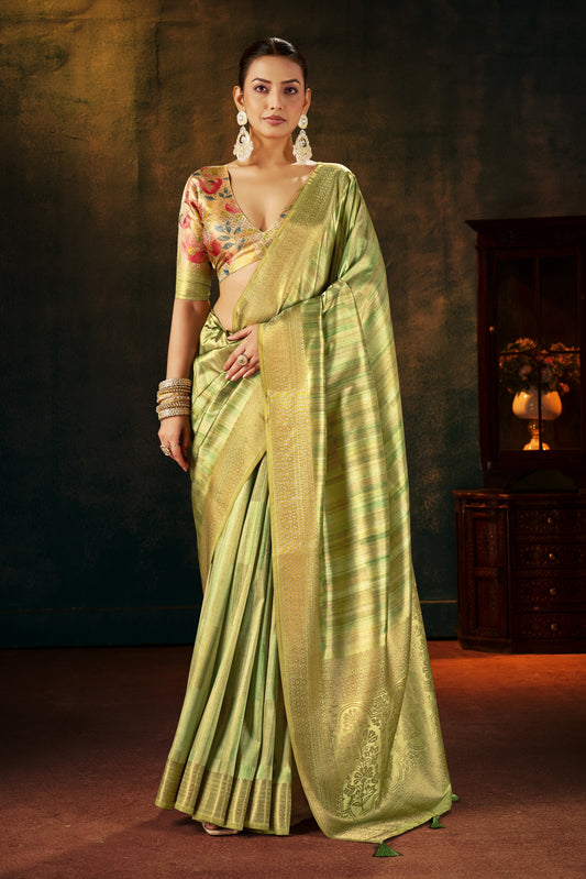 GILDED PISTACHIO SILK SAREE