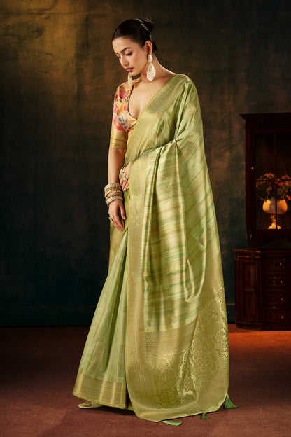 GILDED PISTACHIO SILK SAREE