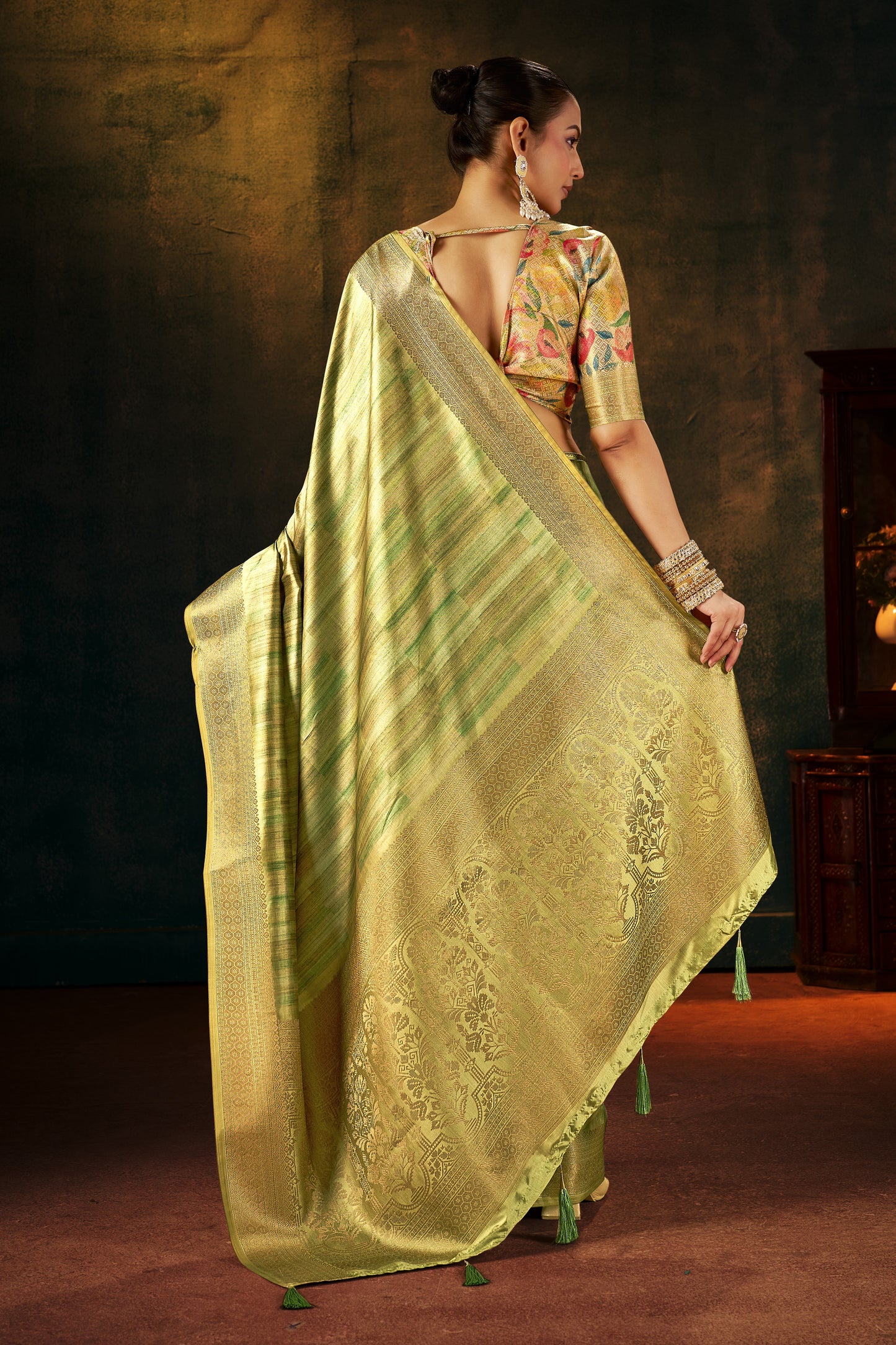 GILDED PISTACHIO SILK SAREE