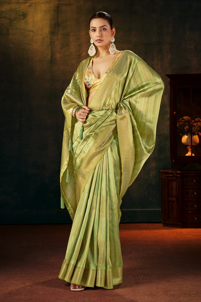 GILDED PISTACHIO SILK SAREE