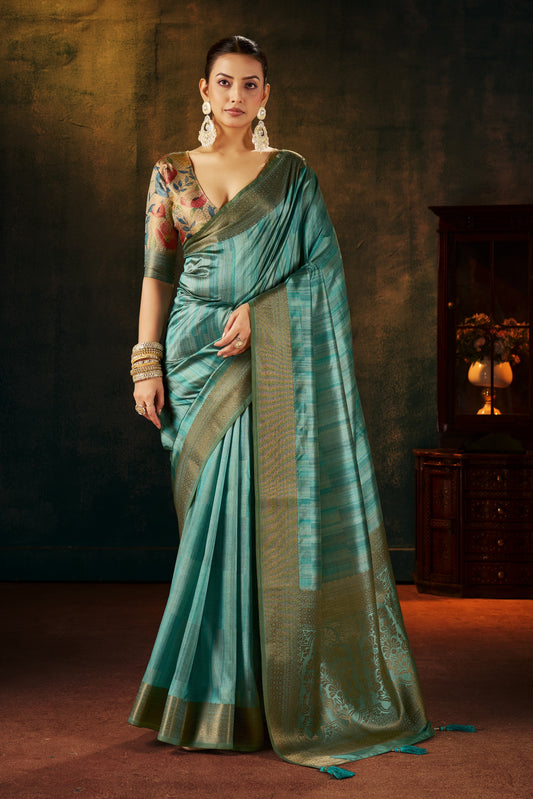 DEEP TEAL MIST SILK SAREE