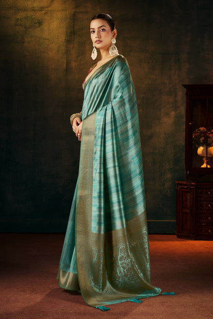 DEEP TEAL MIST SILK SAREE