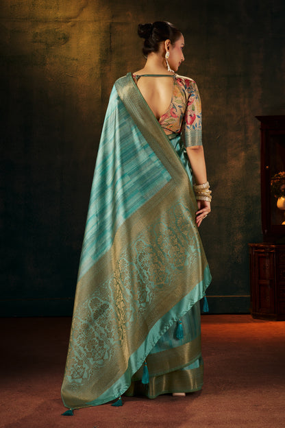 DEEP TEAL MIST SILK SAREE