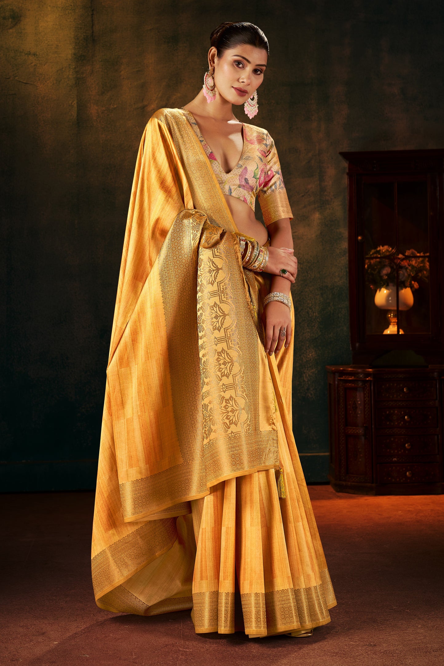 GOLDEN HONEY SILK SAREE