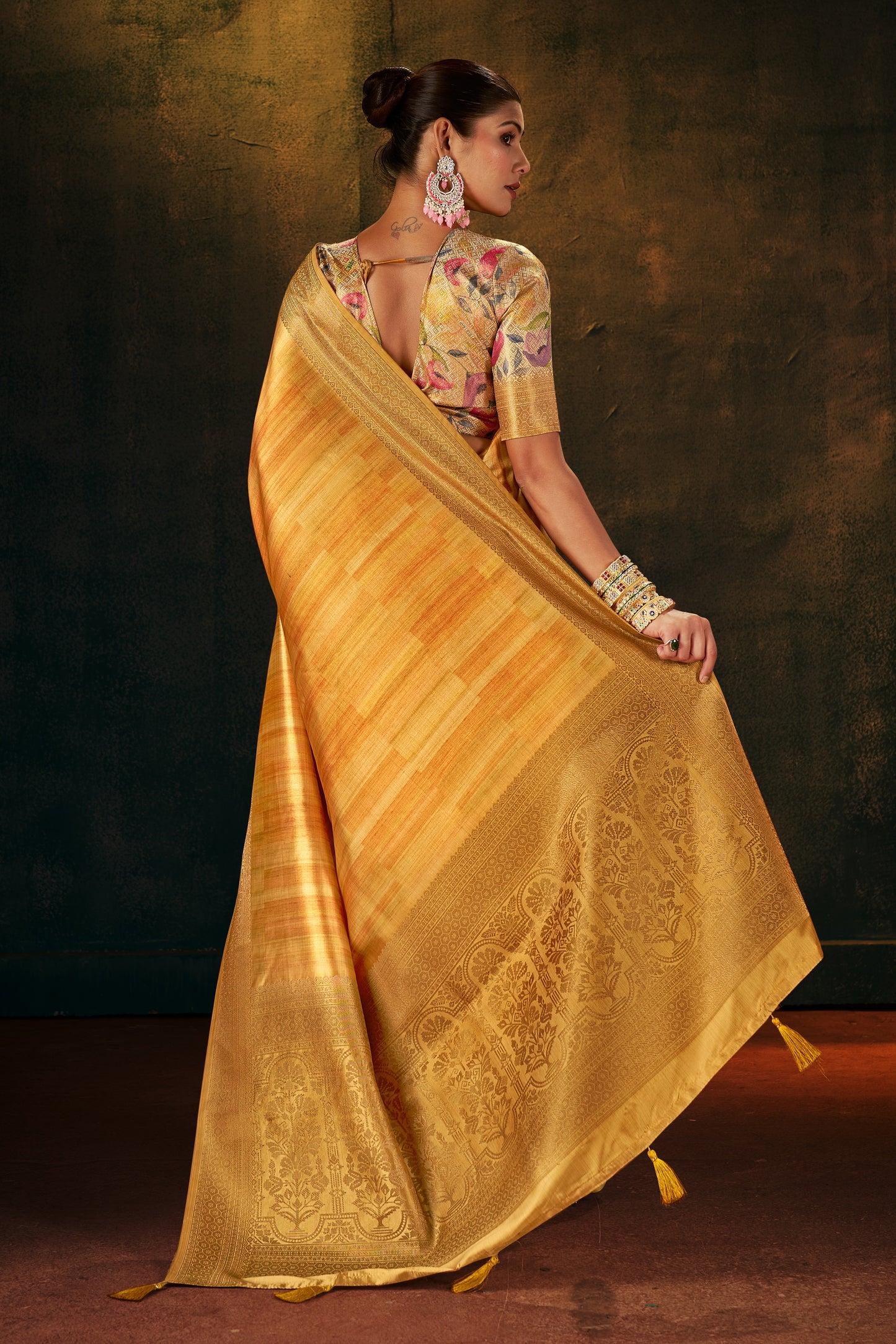 GOLDEN HONEY SILK SAREE