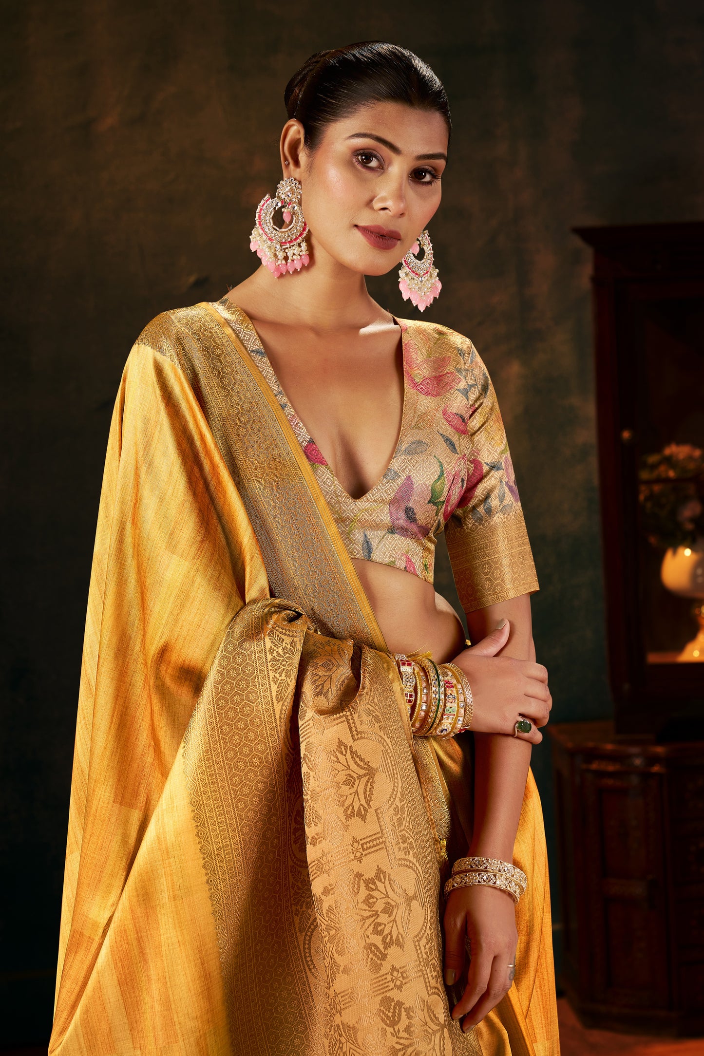 GOLDEN HONEY SILK SAREE