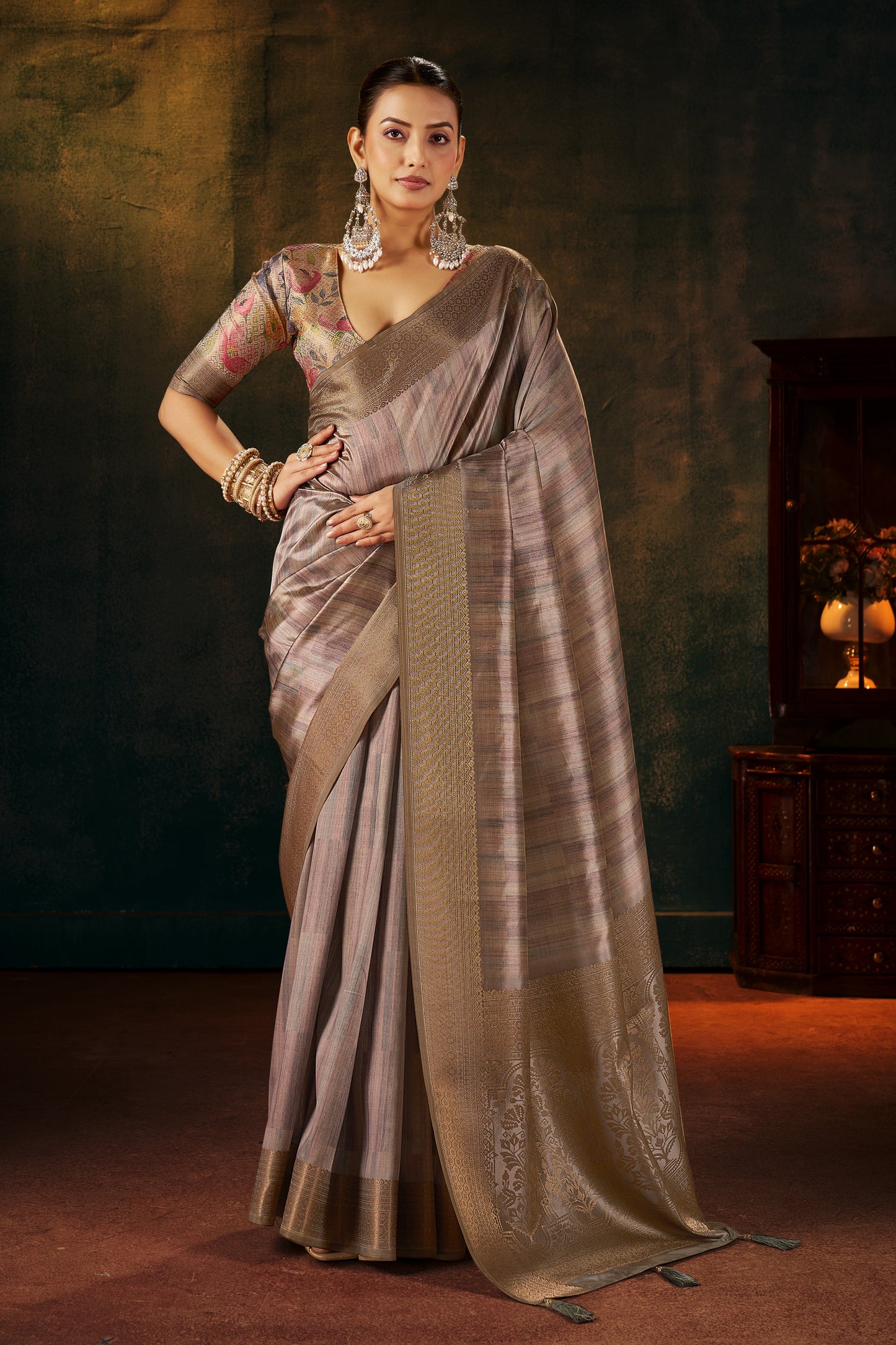 MOONLIT SILVER SILK SAREE