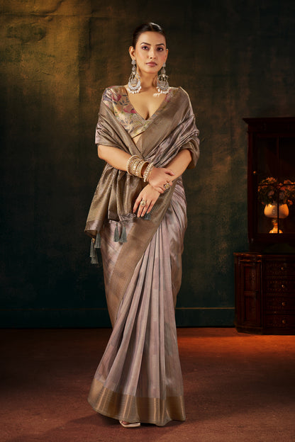MOONLIT SILVER SILK SAREE
