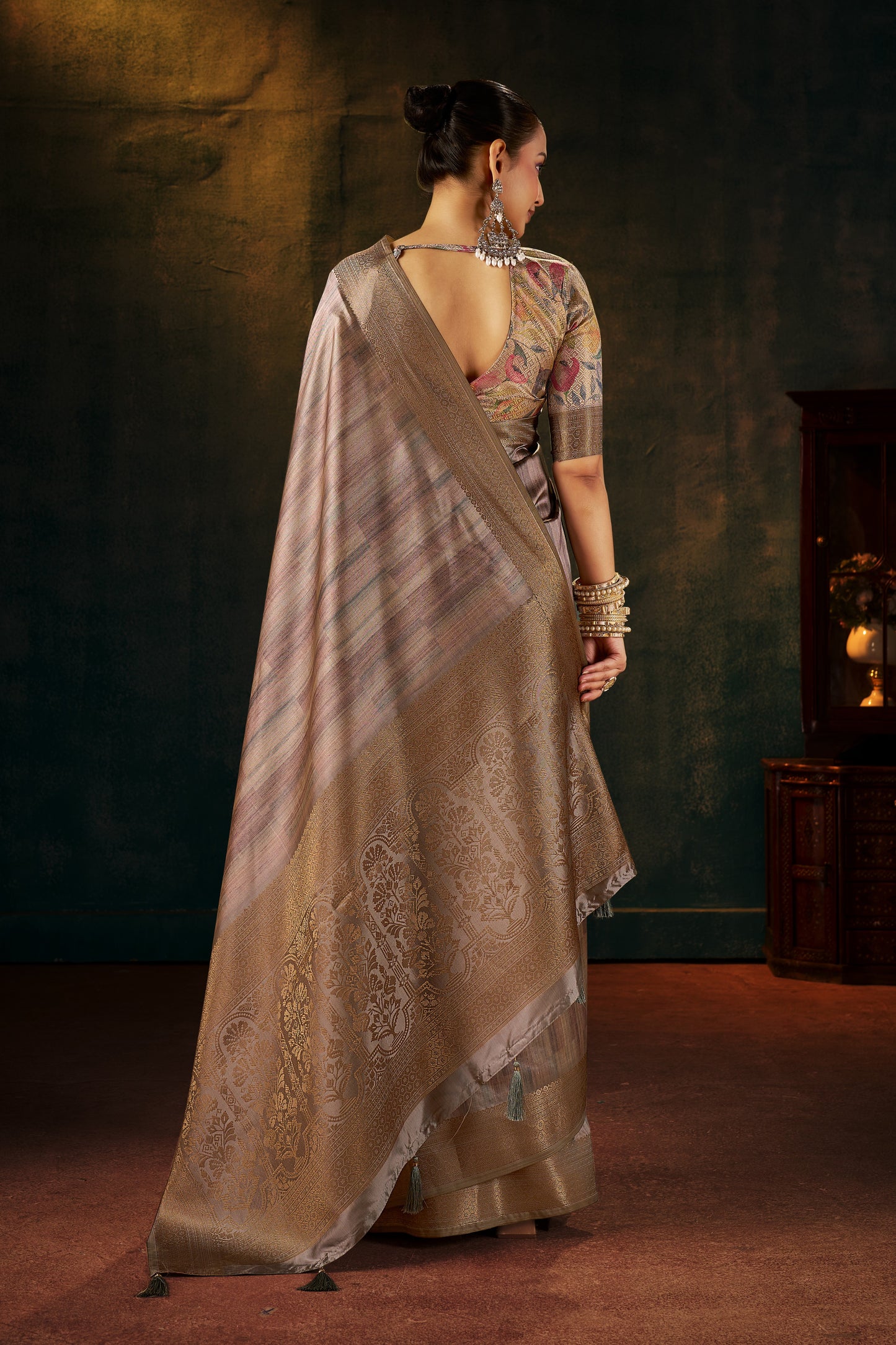 MOONLIT SILVER SILK SAREE