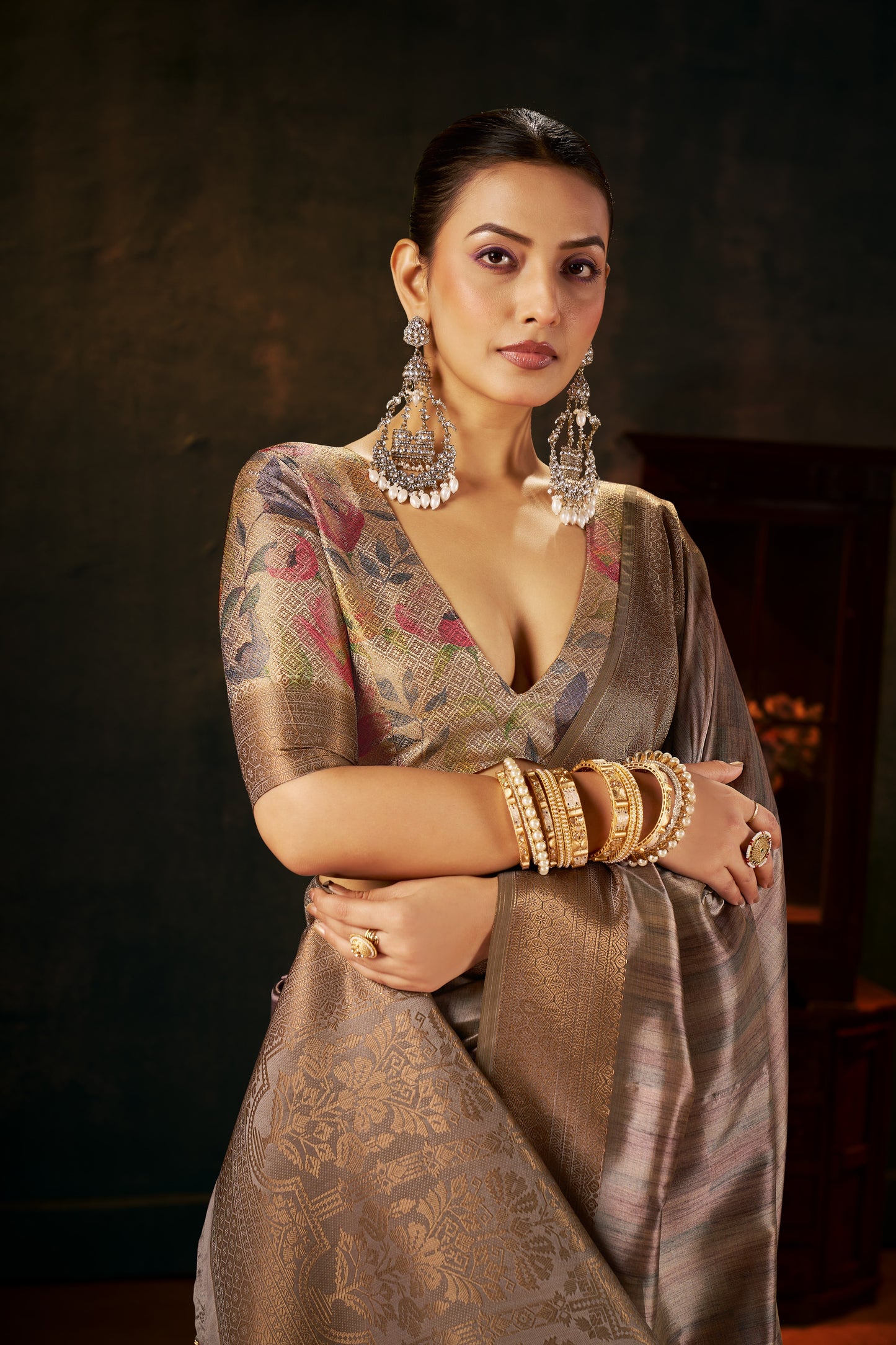 MOONLIT SILVER SILK SAREE