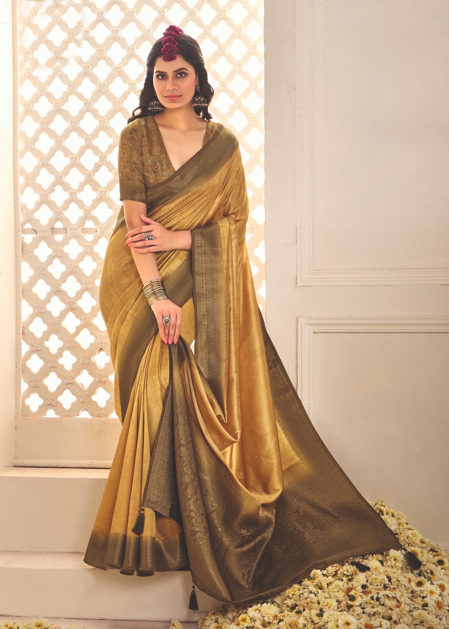 GOLDEN OCHRE SILK SAREE