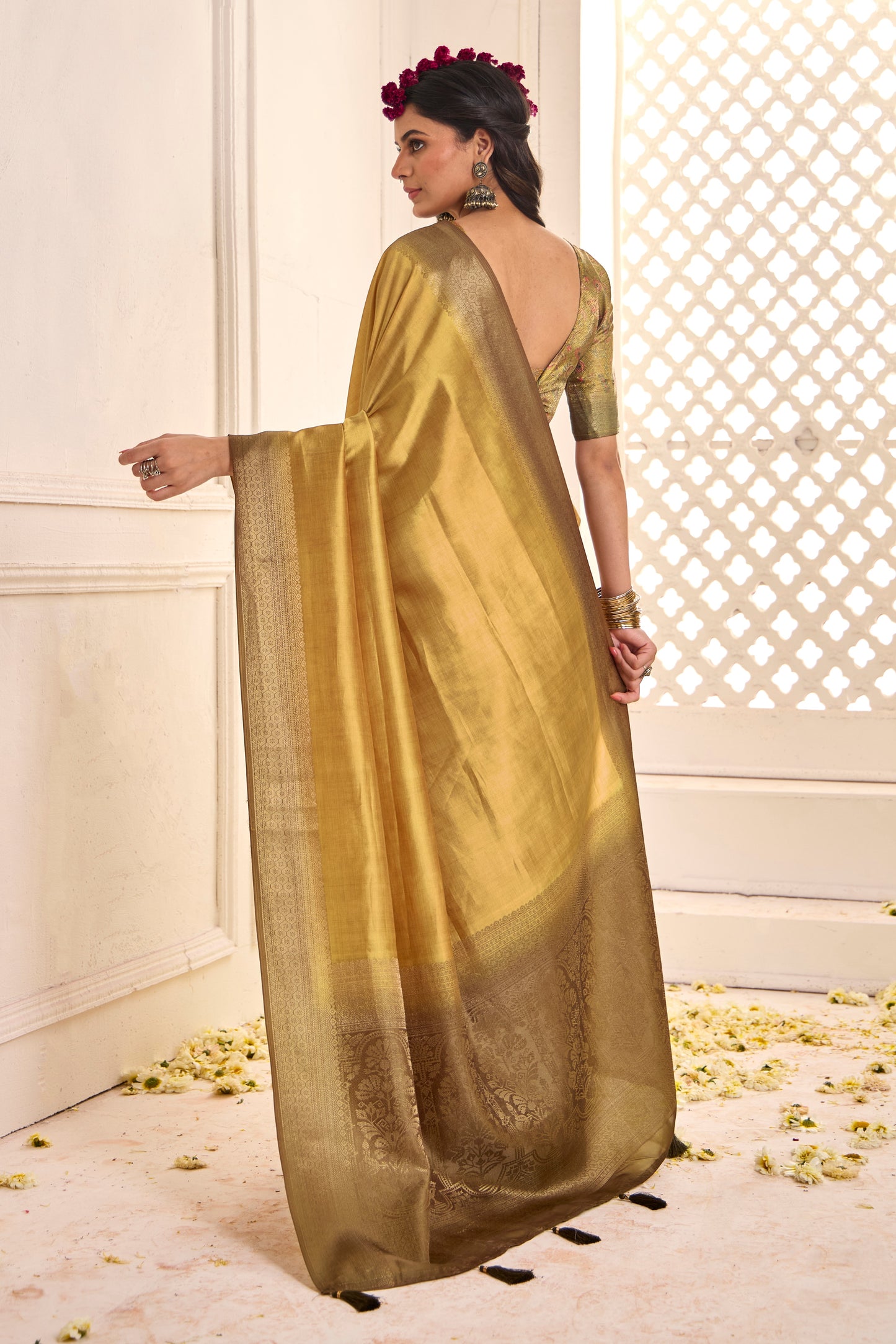 GOLDEN OCHRE SILK SAREE