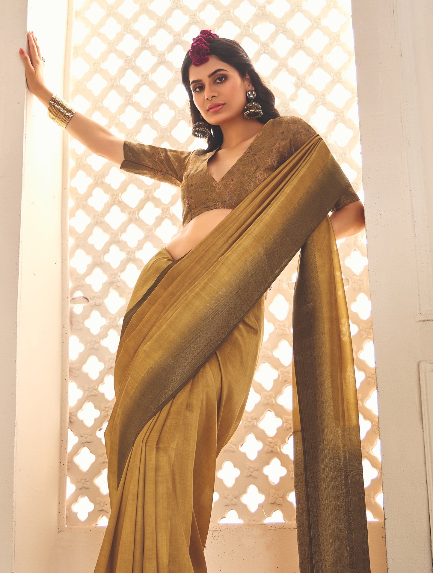 GOLDEN OCHRE SILK SAREE