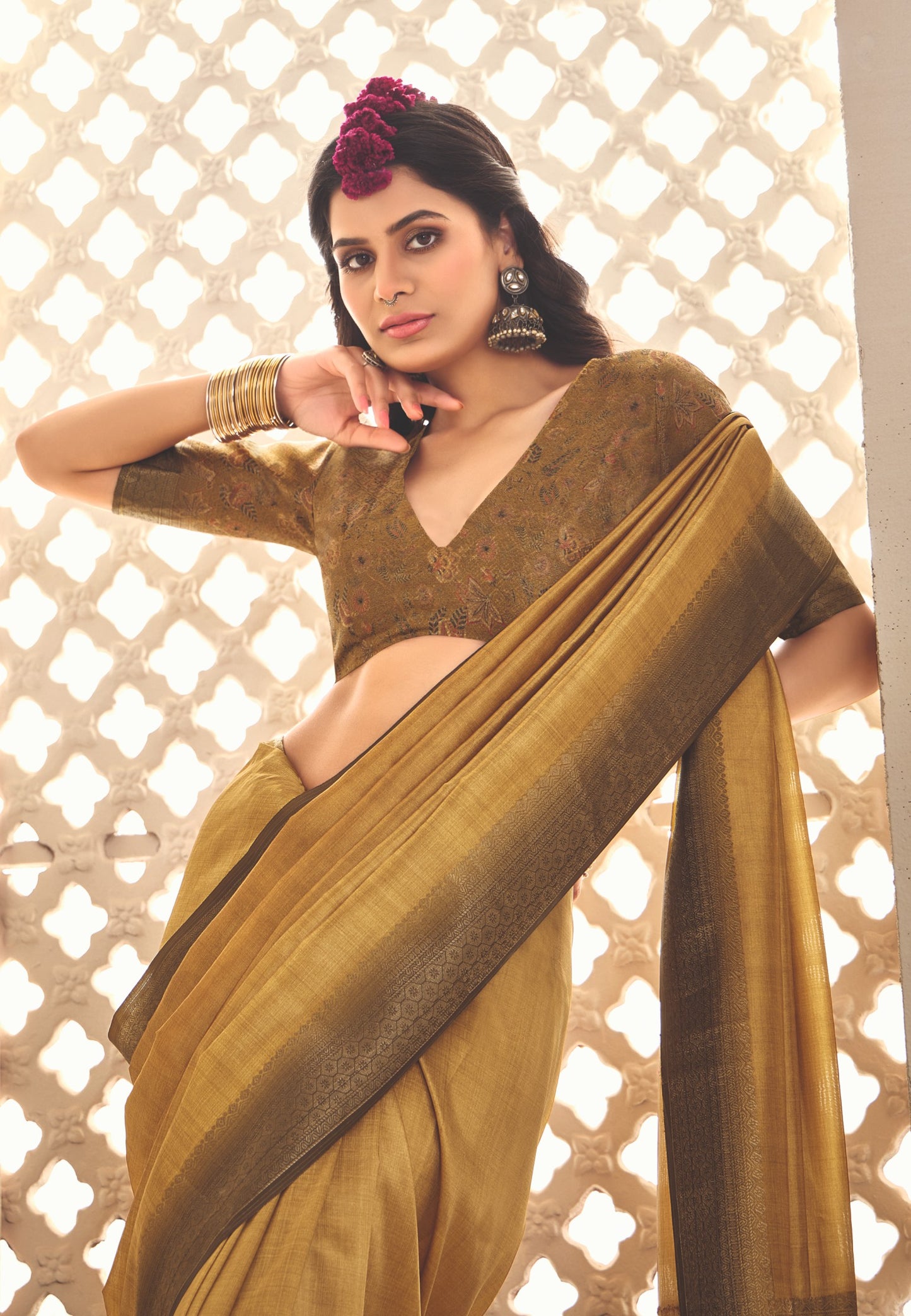 GOLDEN OCHRE SILK SAREE