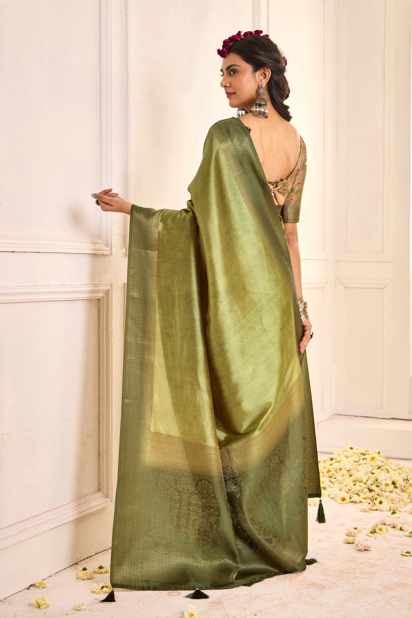 MOSS GREEN SILK SAREE