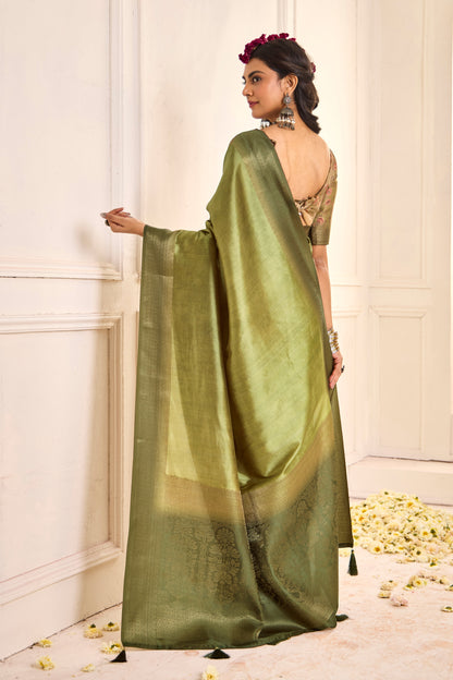 MOSS GREEN SILK SAREE