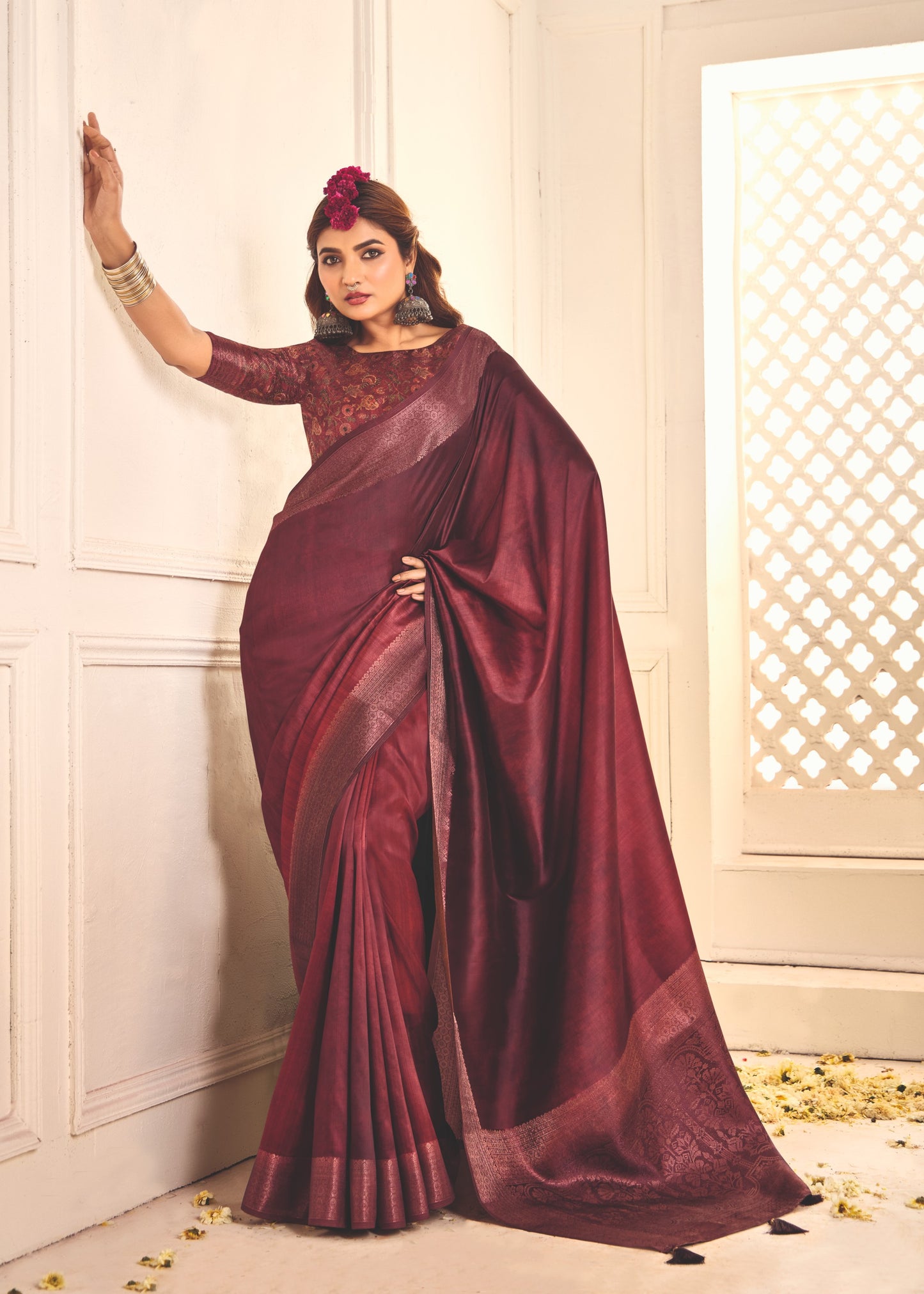 ROYAL BURGUNDY SILK SAREE