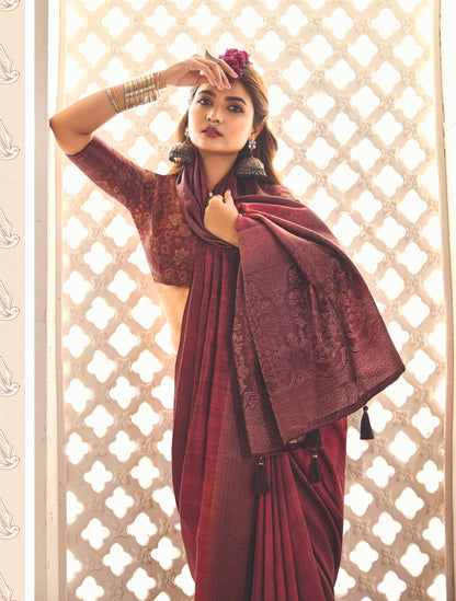 ROYAL BURGUNDY SILK SAREE