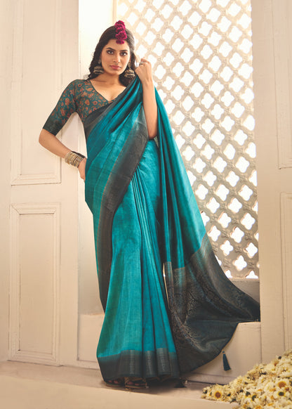 CELESTIAL AZURE SILK SAREE
