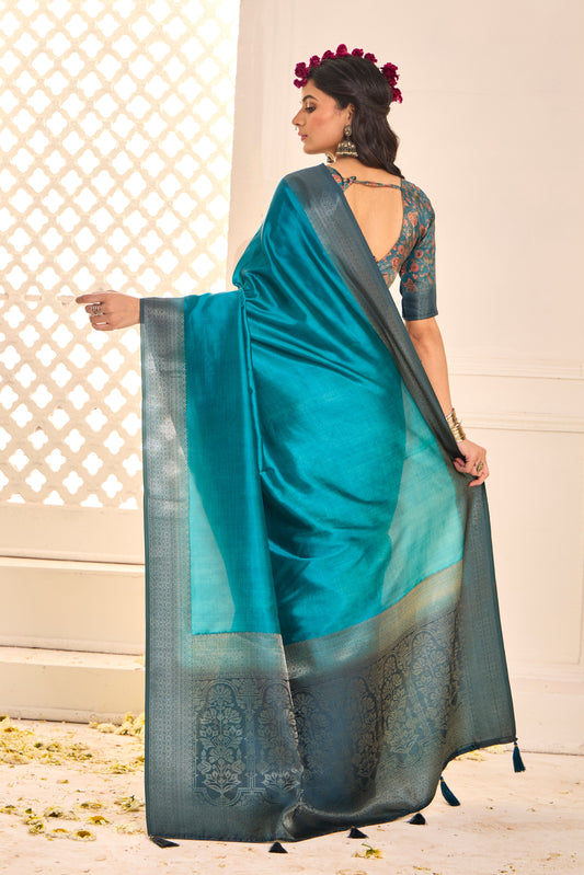 CELESTIAL AZURE SILK SAREE