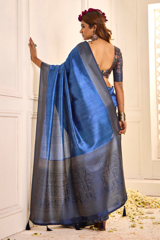 ROYAL COBALT SILK SAREE