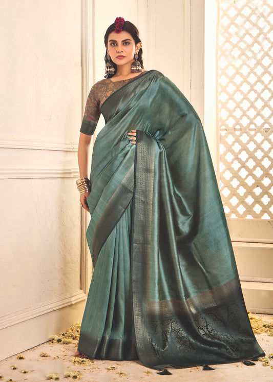 SLATE SAGE SILK SAREE