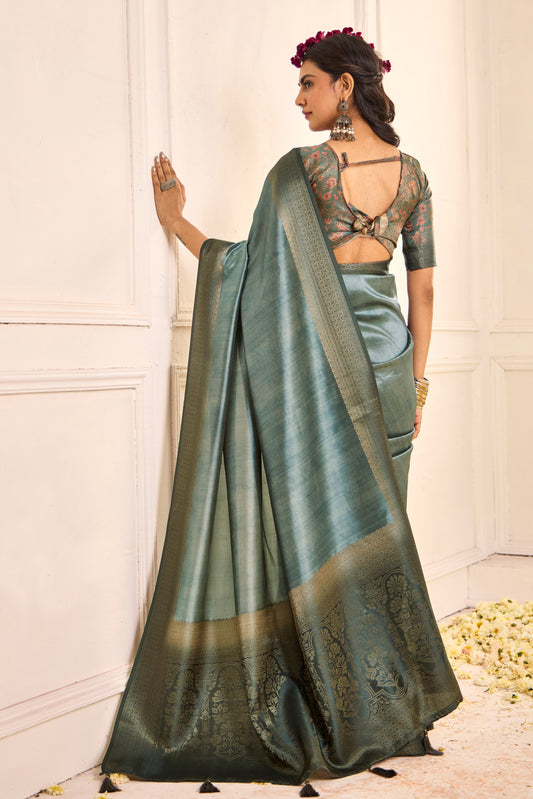 SLATE SAGE SILK SAREE