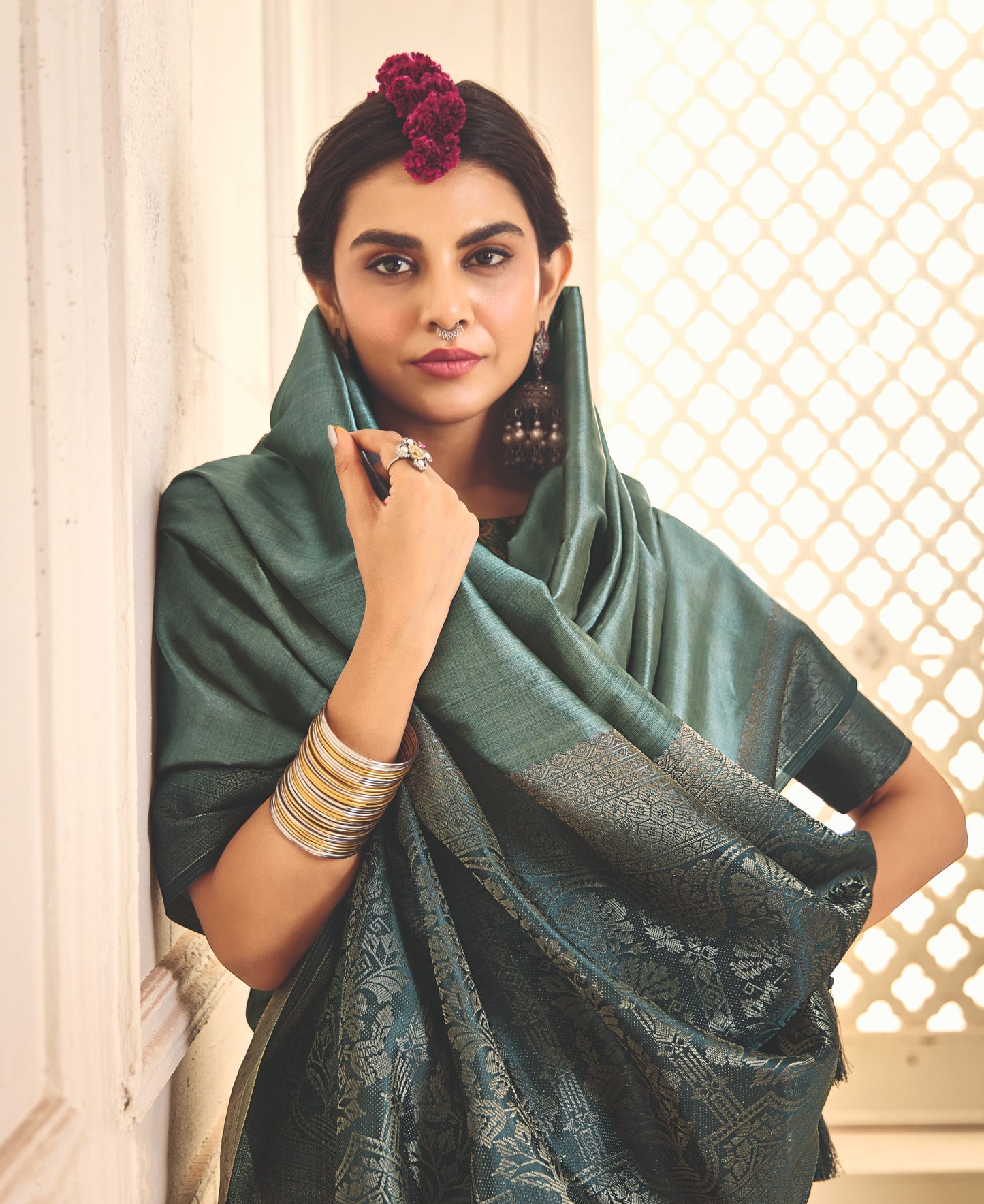 SLATE SAGE SILK SAREE