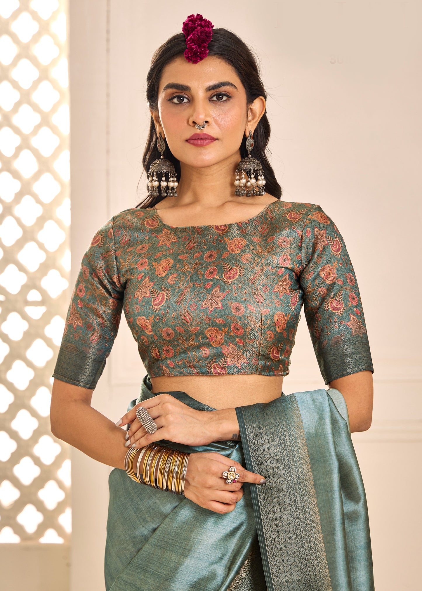 SLATE SAGE SILK SAREE