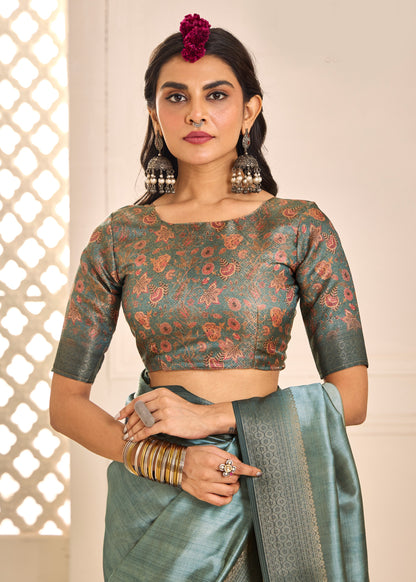 SLATE SAGE SILK SAREE