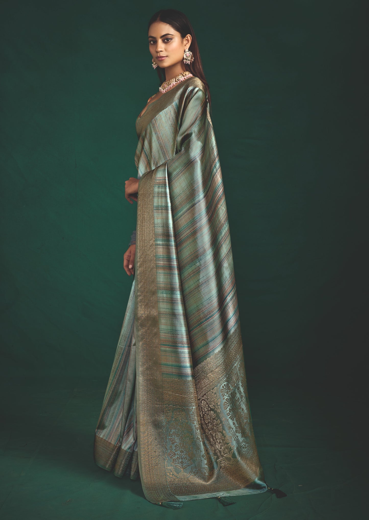 SILVER SAGE SILK SAREE
