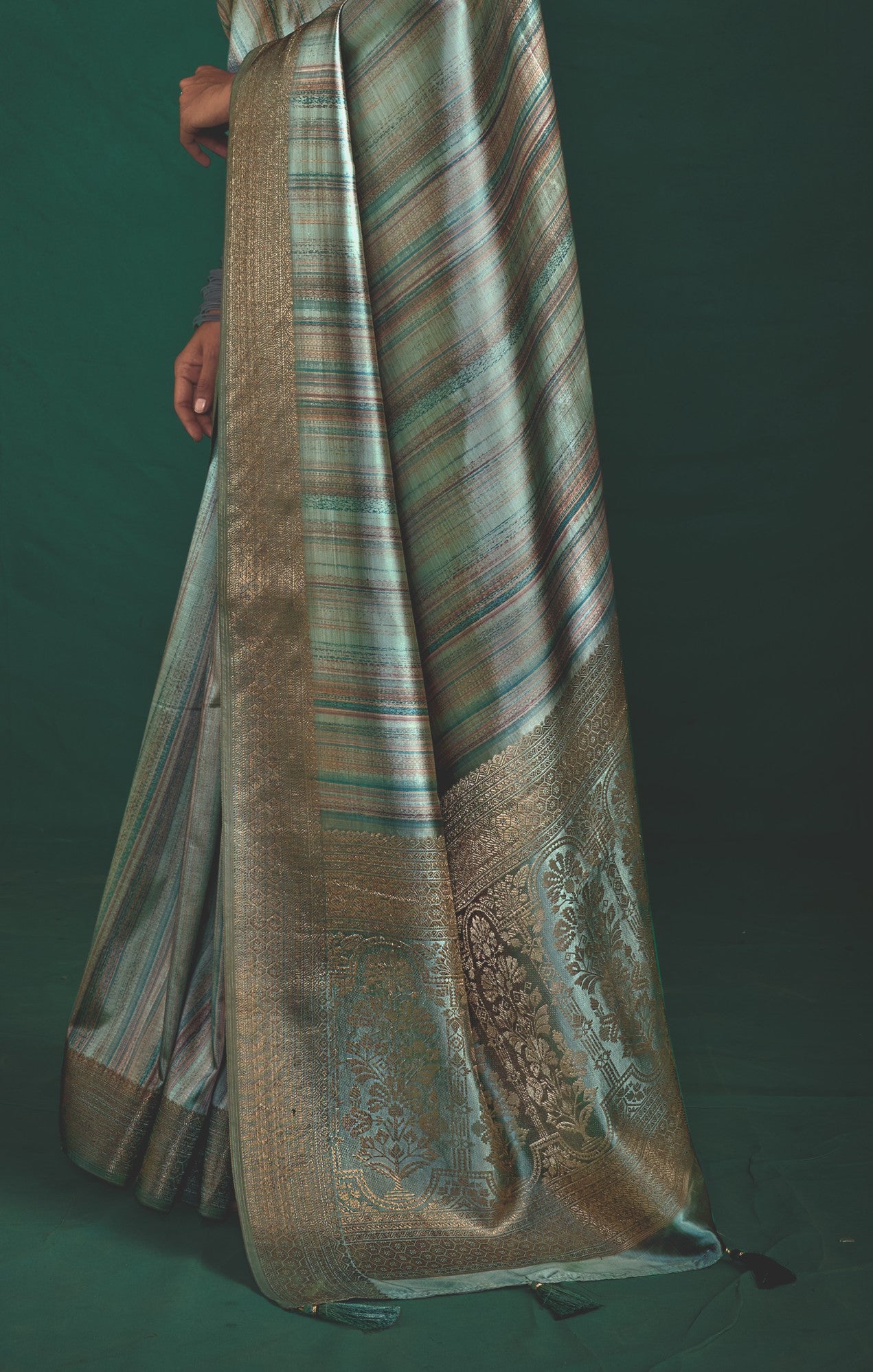 SILVER SAGE SILK SAREE