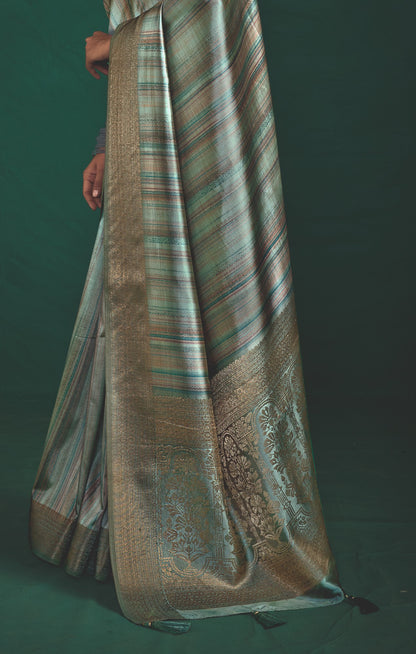SILVER SAGE SILK SAREE