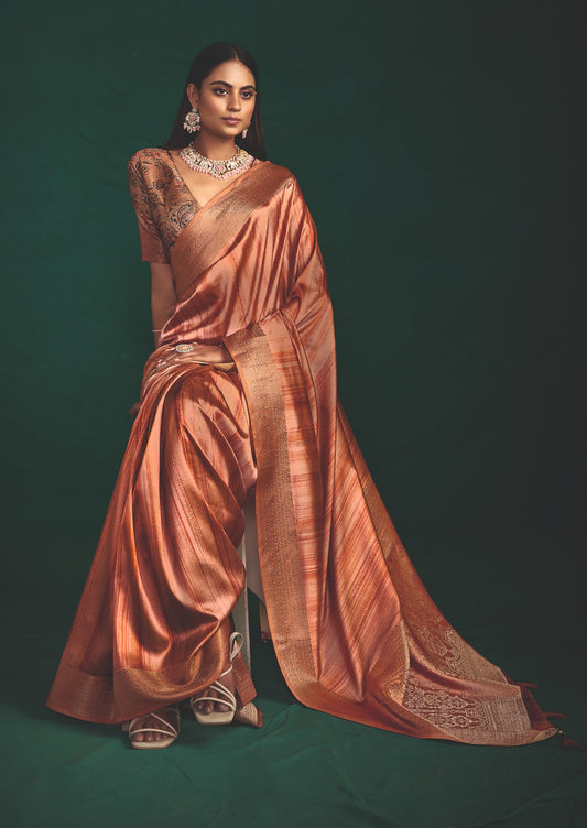 RUSTIC AMBER SILK SAREE