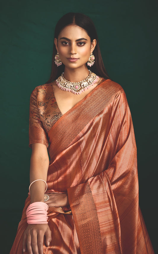RUSTIC AMBER SILK SAREE