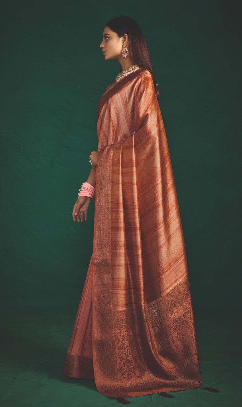 RUSTIC AMBER SILK SAREE