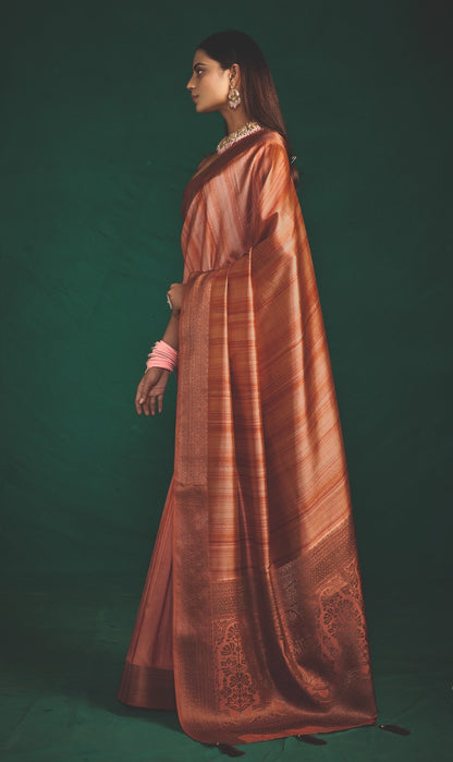 RUSTIC AMBER SILK SAREE