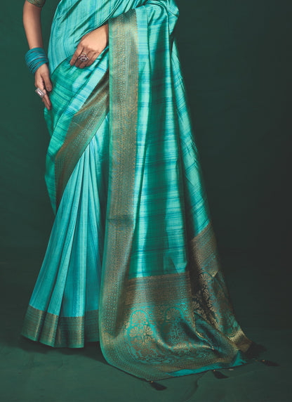 OCEANIC TURQUOISE SILK SAREE