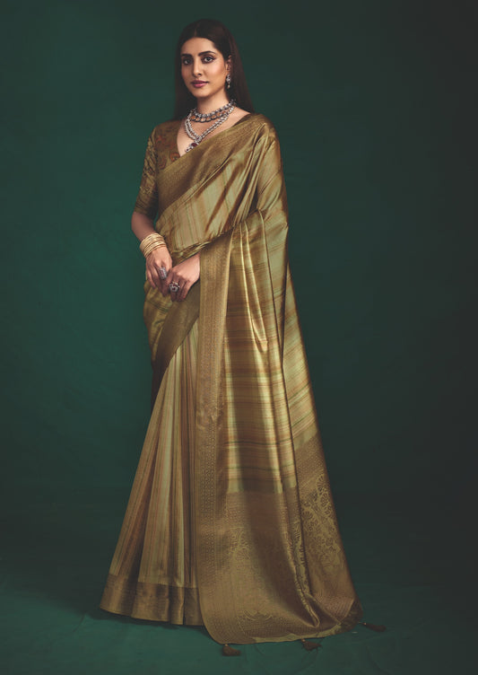 EARTHY OLIVE SILK SAREE