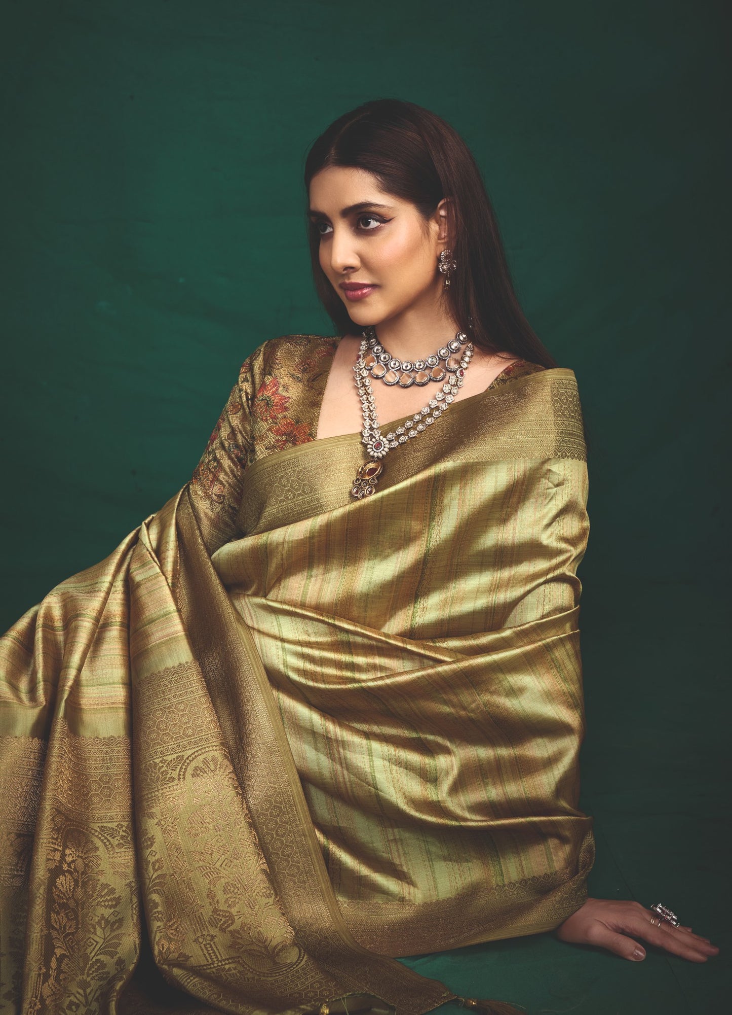 EARTHY OLIVE SILK SAREE