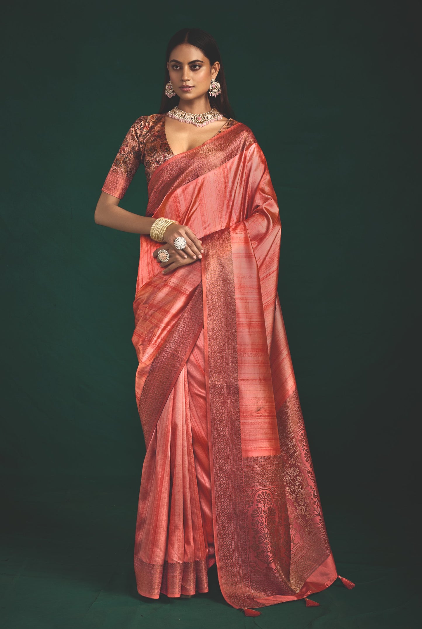 PEACH SUNSET SILK SAREE