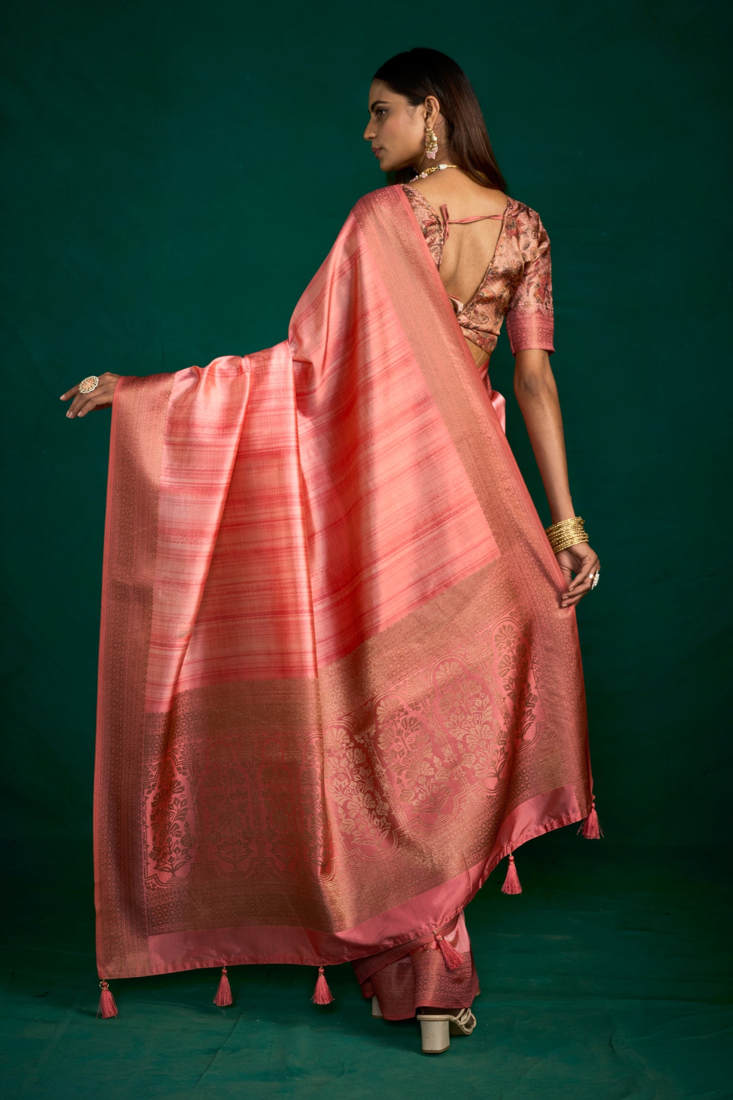 PEACH SUNSET SILK SAREE